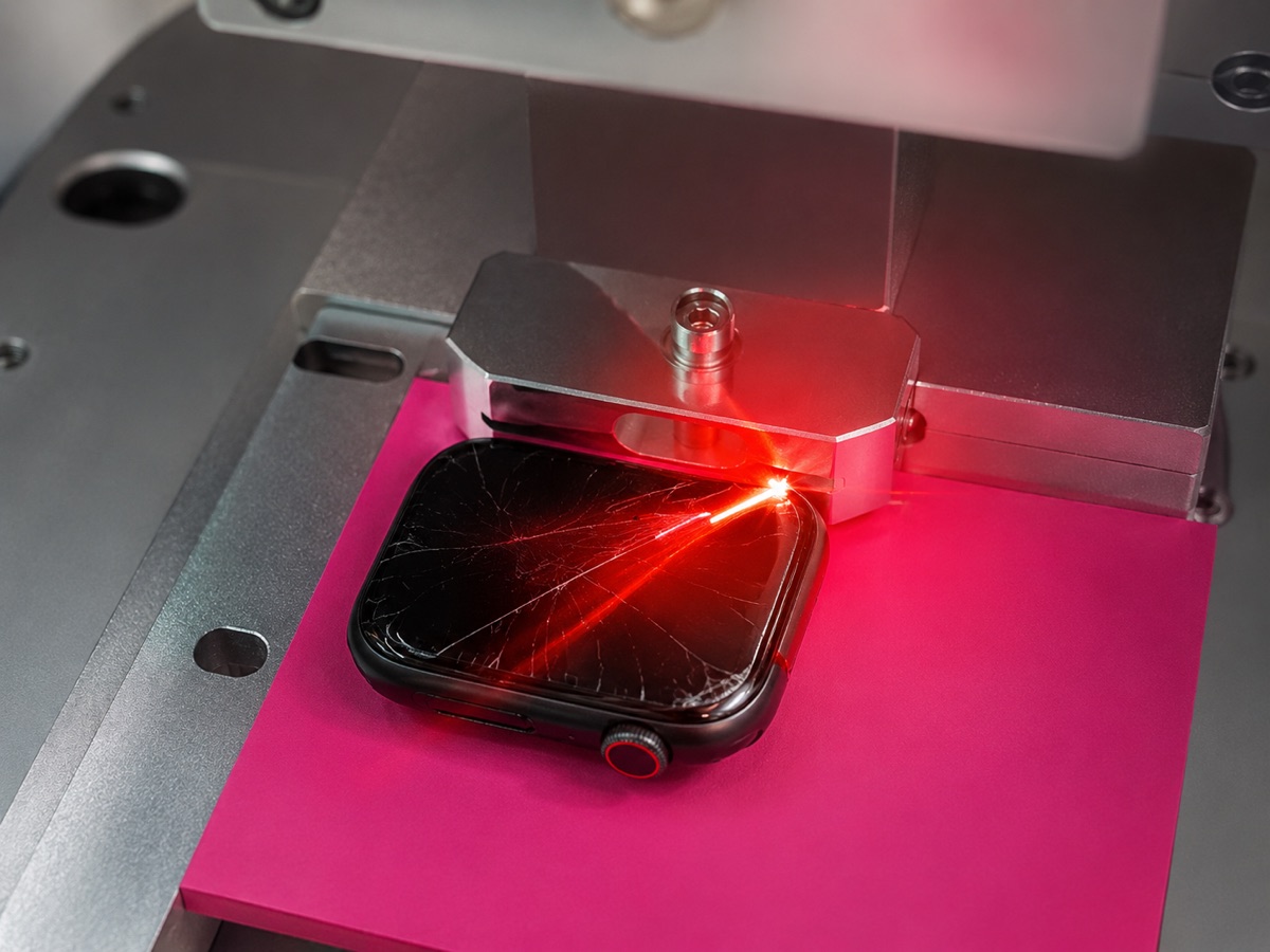 Laserbearbeitung eines beschädigten Apple Watch Frontglases
